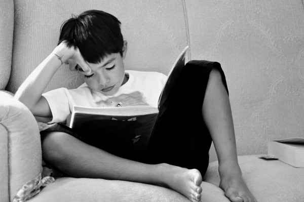 Boy reading a book