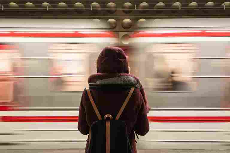 Girl on a railway station