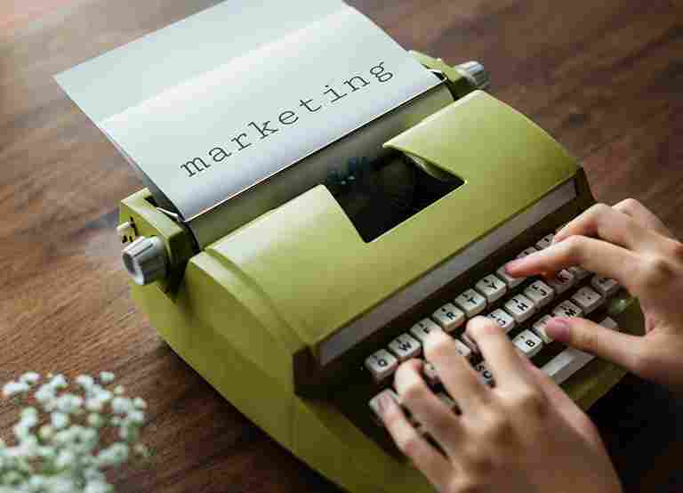 Marketing written on typewriter