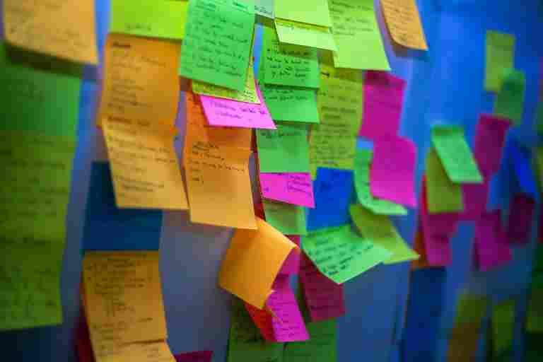 Sticky notes on wall