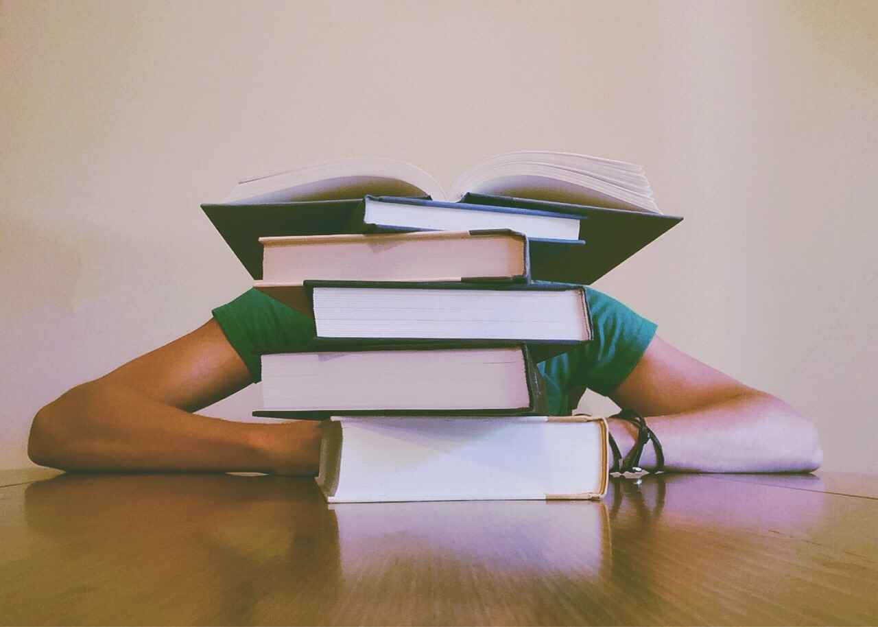 Books kept on a table