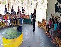 Nature Camps by Jai Sharma - A mentor addressing a gathering of kids