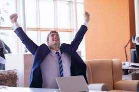 Man happy with Achievement