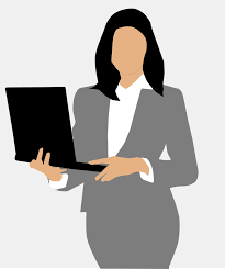 Businesswoman working on laptop. 